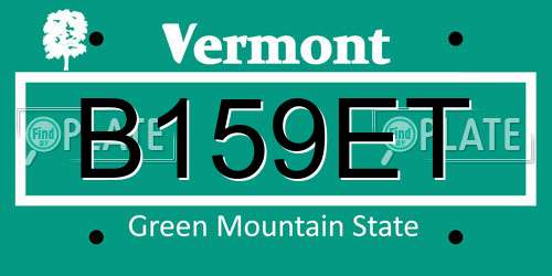 B159ET Vermont License Plate