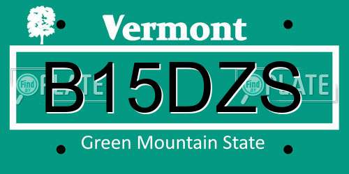 B15DZS Vermont License Plate