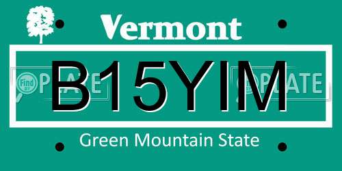 B15YIM Vermont License Plate