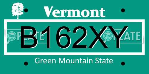 B162XY Vermont License Plate