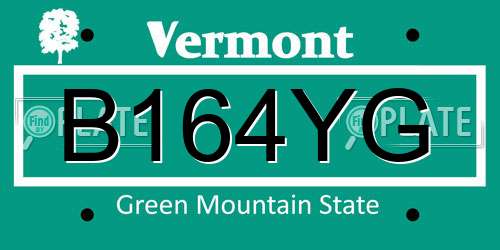 B164YG Vermont License Plate