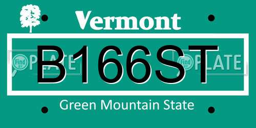 B166ST Vermont License Plate