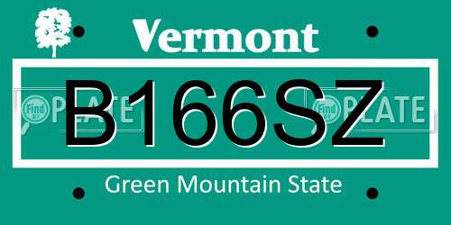 B166SZ Vermont License Plate