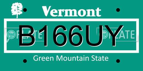 B166UY Vermont License Plate