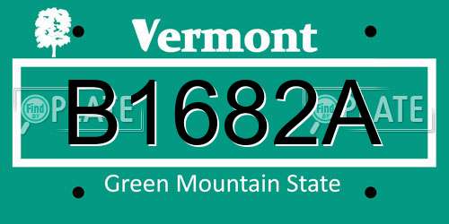 B1682A Vermont License Plate