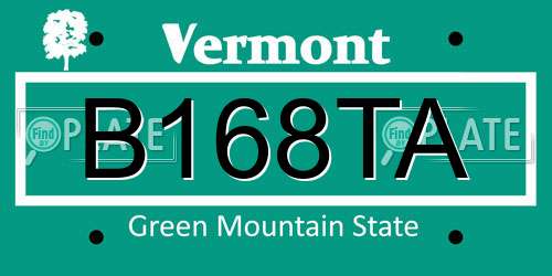 B168TA Vermont License Plate