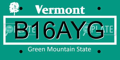 B16AYG Vermont License Plate