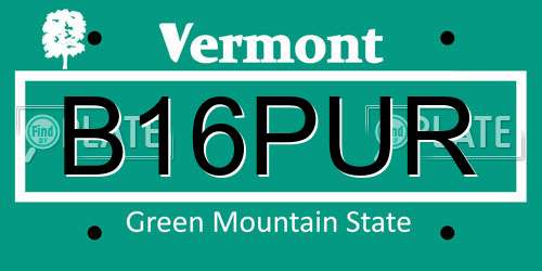 B16PUR Vermont License Plate