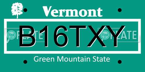 B16TXY Vermont License Plate