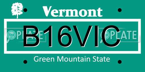 B16VIC Vermont License Plate