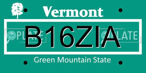 B16ZIA Vermont License Plate