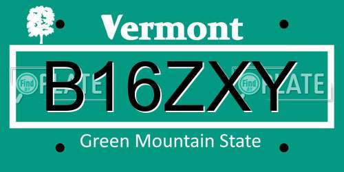 B16ZXY Vermont License Plate