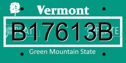 B17613B Vermont License Plate