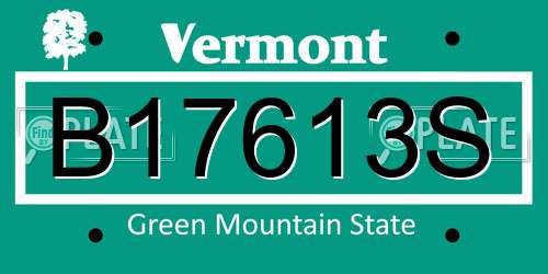 B17613S Vermont License Plate