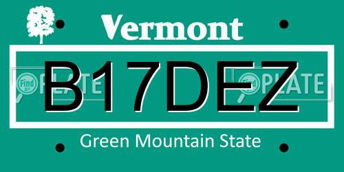 B17DEZ Vermont License Plate