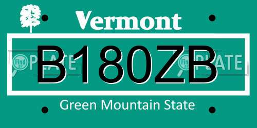 B180ZB Vermont License Plate