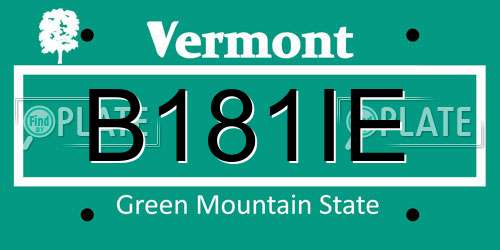 B181IE Vermont License Plate
