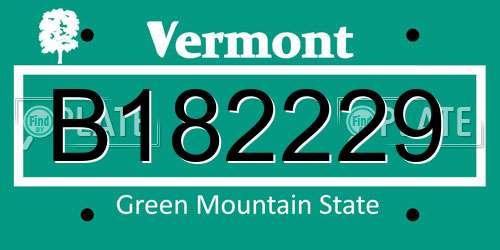 B182229 Vermont License Plate