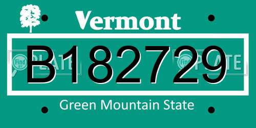 B182729 Vermont License Plate
