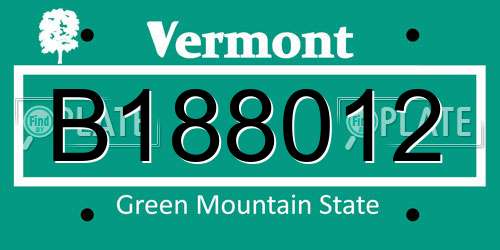B188012 Vermont License Plate