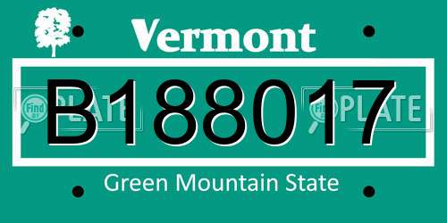 B188017 Vermont License Plate