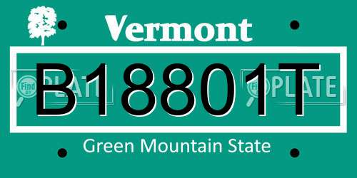 B18801T Vermont License Plate