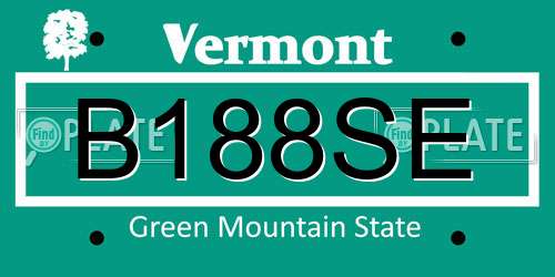 B188SE Vermont License Plate