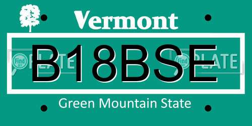B18BSE Vermont License Plate