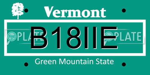 B18IIE Vermont License Plate