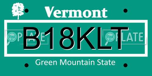 B18KLT Vermont License Plate