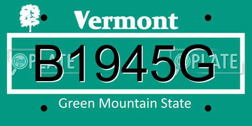 B1945G Vermont License Plate