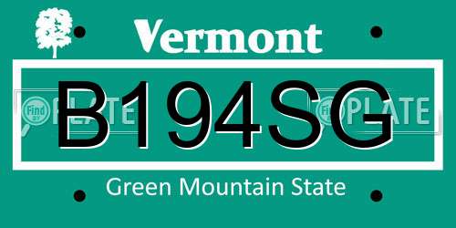 B194SG Vermont License Plate