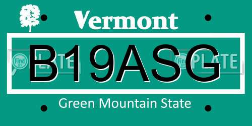 B19ASG Vermont License Plate