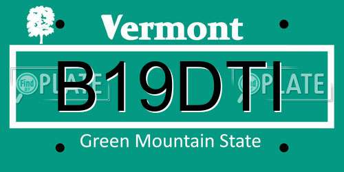 B19DTI Vermont License Plate
