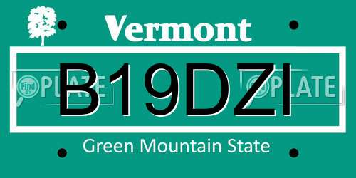 B19DZI Vermont License Plate