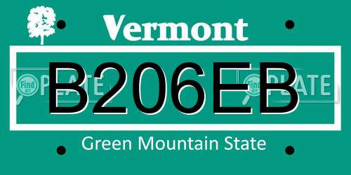 B206EB Vermont License Plate