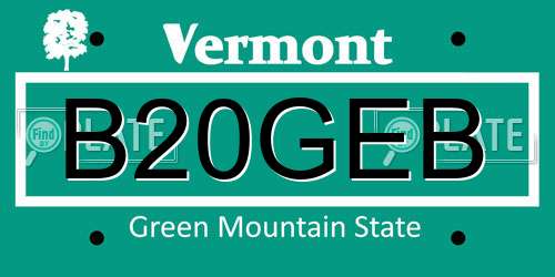 B20GEB Vermont License Plate