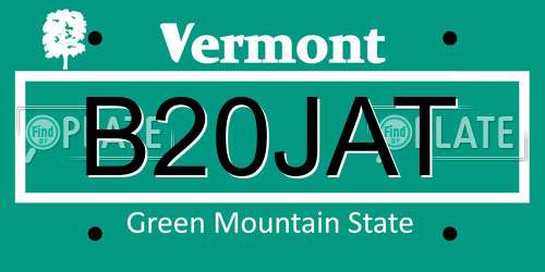 B20JAT Vermont License Plate
