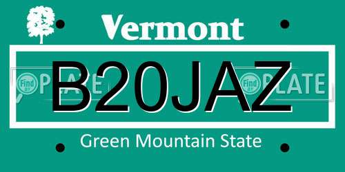 B20JAZ Vermont License Plate