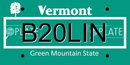 B20LIN Vermont License Plate