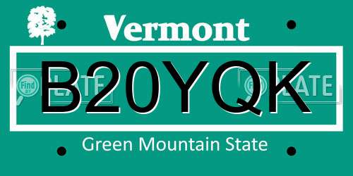 B20YQK Vermont License Plate