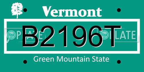 B2196T Vermont License Plate