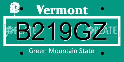 B219GZ Vermont License Plate