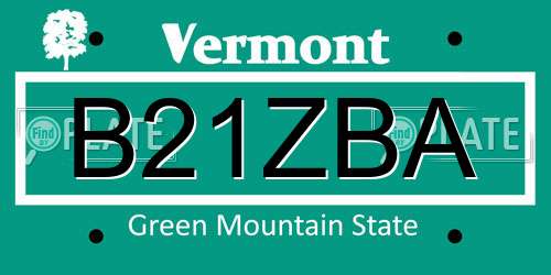 B21ZBA Vermont License Plate