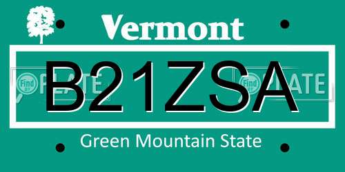 B21ZSA Vermont License Plate