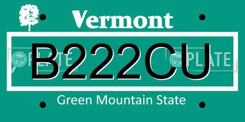 B222CU Vermont License Plate