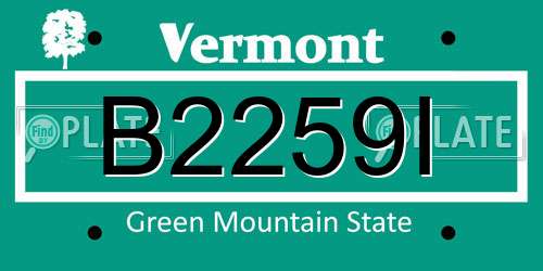 B2259I Vermont License Plate