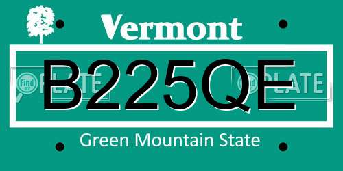 B225QE Vermont License Plate