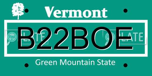 B22BOE Vermont License Plate