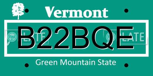 B22BQE Vermont License Plate